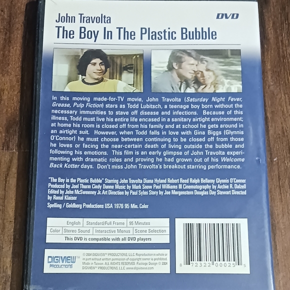 THE BOY IN THE PLASTIC BUBBLE on DVD John Travolta - Picture 2 of 2